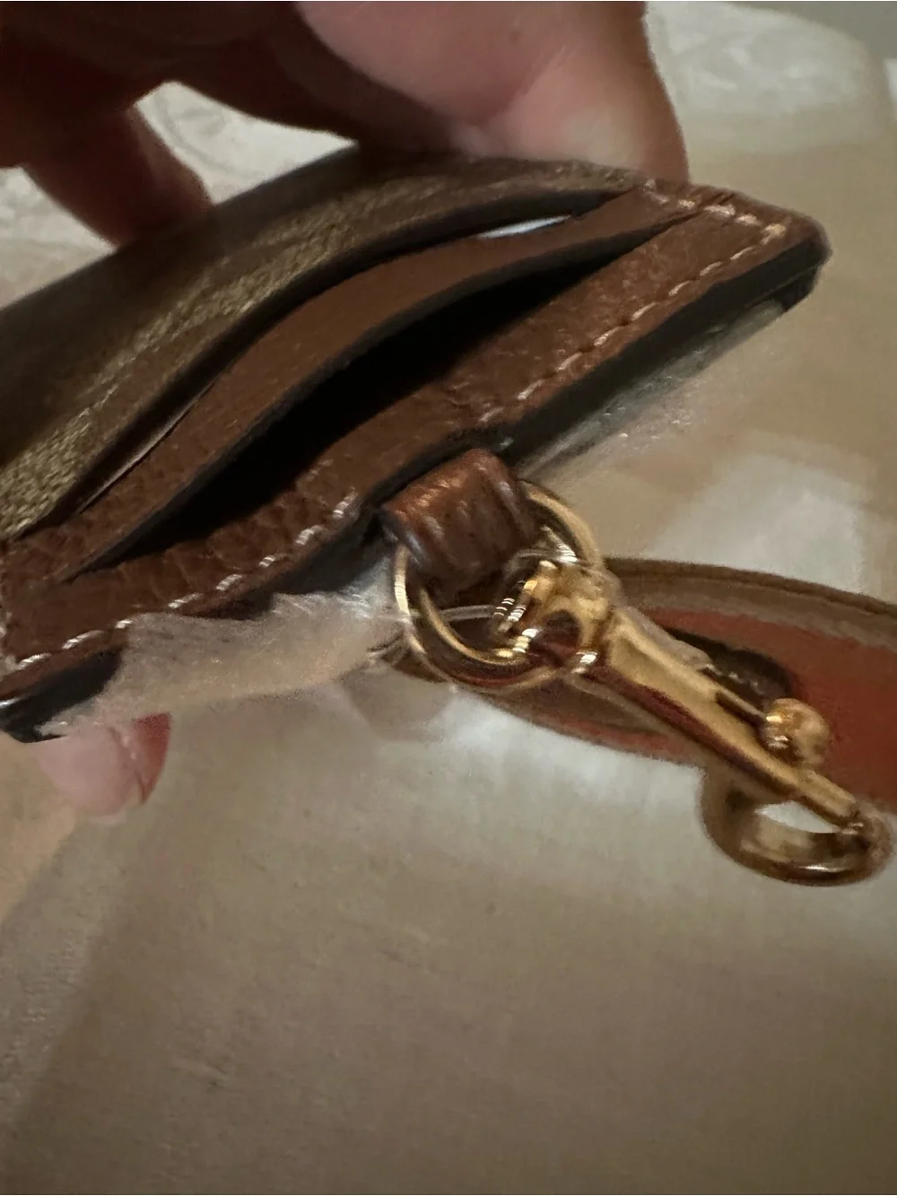 Coach Brown Signature Cardholder with Orange Logo Lanyard - Picture 7 of 8